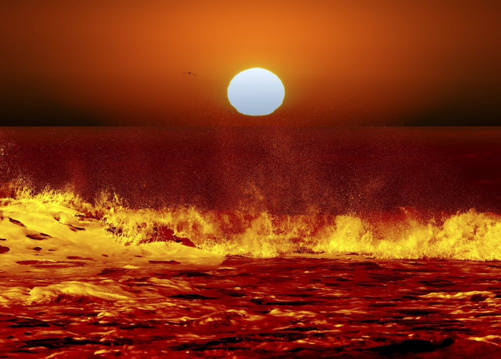 The Sun and ocean waves in Miramar Argentina Canvas Art - Luis ArgerichStocktrek Images (17 x 12)