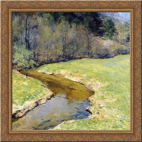 The Sunny Brook, Chester, Vermont 20x20 Gold Ornate Wood Framed Canvas Art by Metcalf, Willard