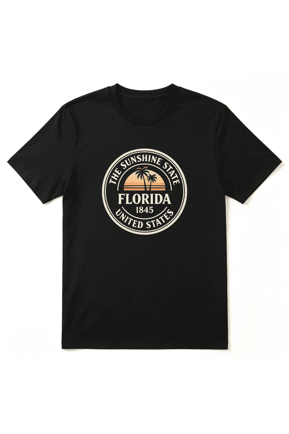 The Sunshine State Florida 1845 Vintage Graphic Tee for Men and Women, Road Trip Family Gift Cotton Short Sleeves T-Shirt