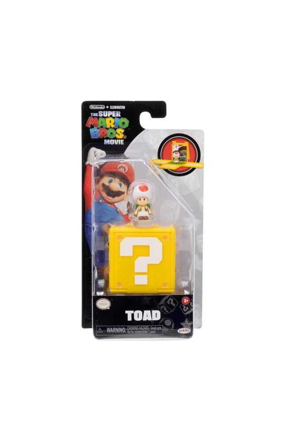 The Super Mario Bros. Movie 1.25 inch Mini Toad Figure with Question Block