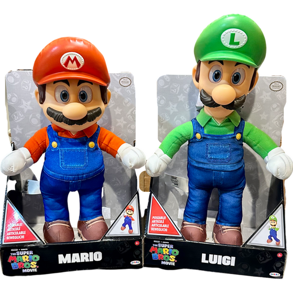The Super Mario Bros. Movie 2023 -  16" Mario and Luigi Combo Posable Plush Set (NEW)