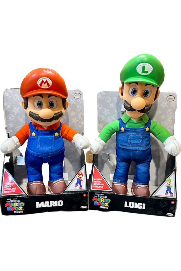 The Super Mario Bros. Movie 2023 -  16" Mario and Luigi Combo Posable Plush Set (NEW)