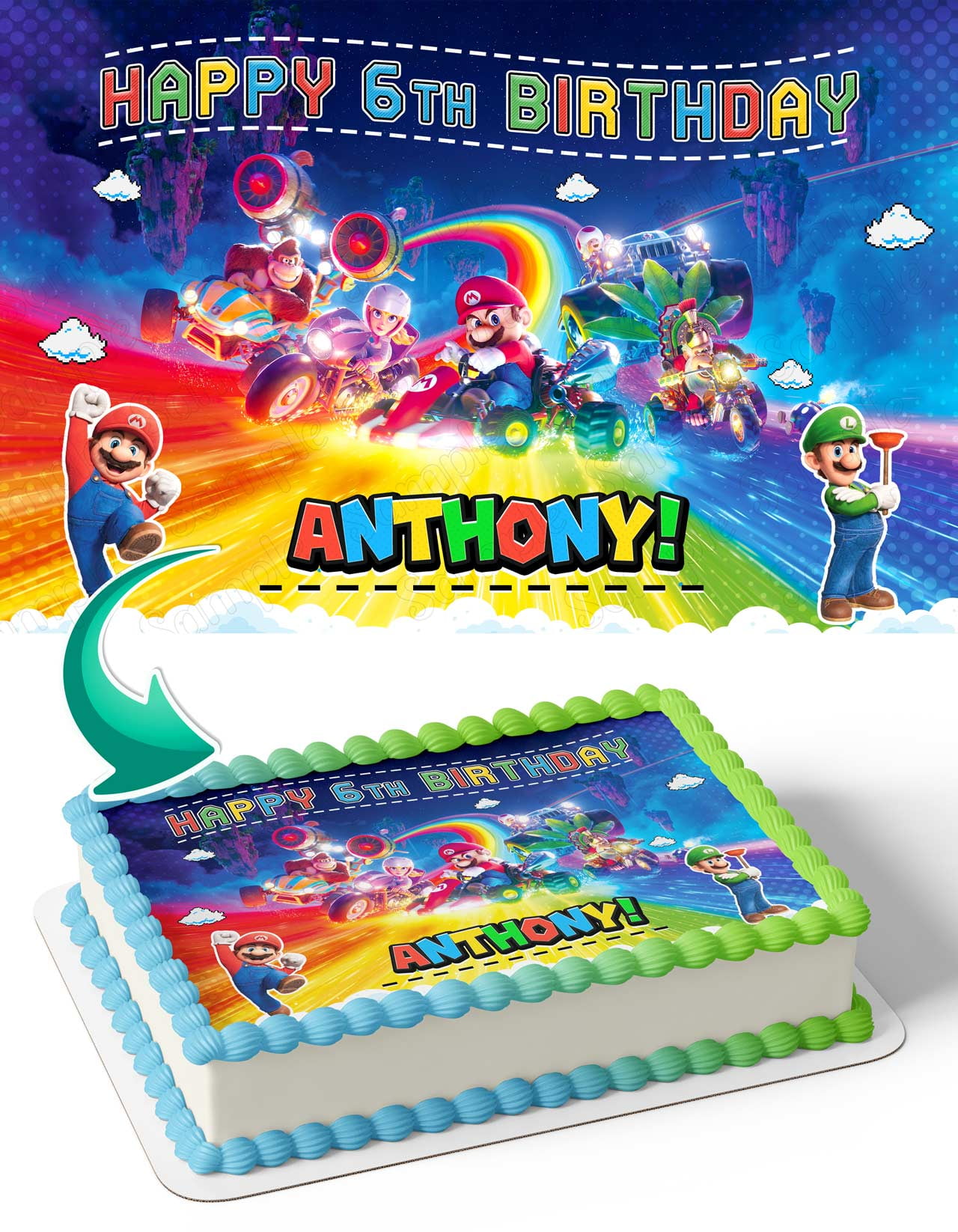 Super Mario Bros Birthday Cake Topper, by BirthdayJungle - Walmart.com