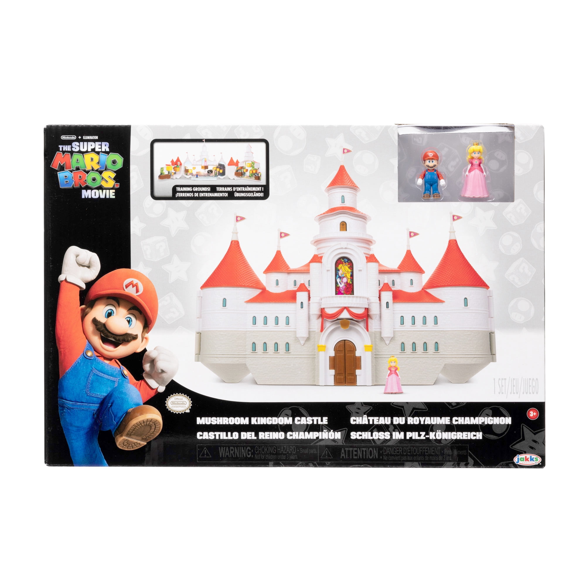 The Super Mario Bros. Movie Mushroom Kingdom Castle Playset with Mini Mario  and Peach Action Figures