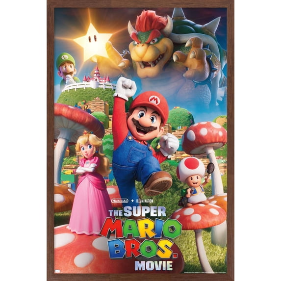 The Super Mario Bros. Movie - Mushroom Kingdom Key Art Wall Poster, 14.725" x 22.375" Framed