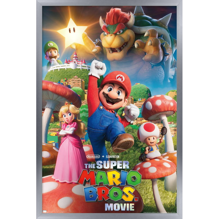 The Super Mario Bros. Movie - Mushroom Kingdom Key Art Wall Poster, 22.375  x 34 Framed 