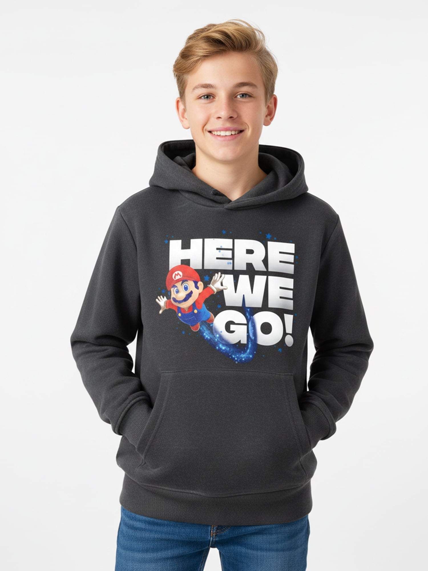 The Super Mario Galaxy Boys Mineral Wash Graphic Hoodie, Sizes 4-18