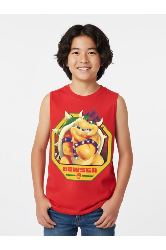 Super Mario Galaxy Movie Boys Bowser Graphic Muscle Tank Top, Sizes 4-18