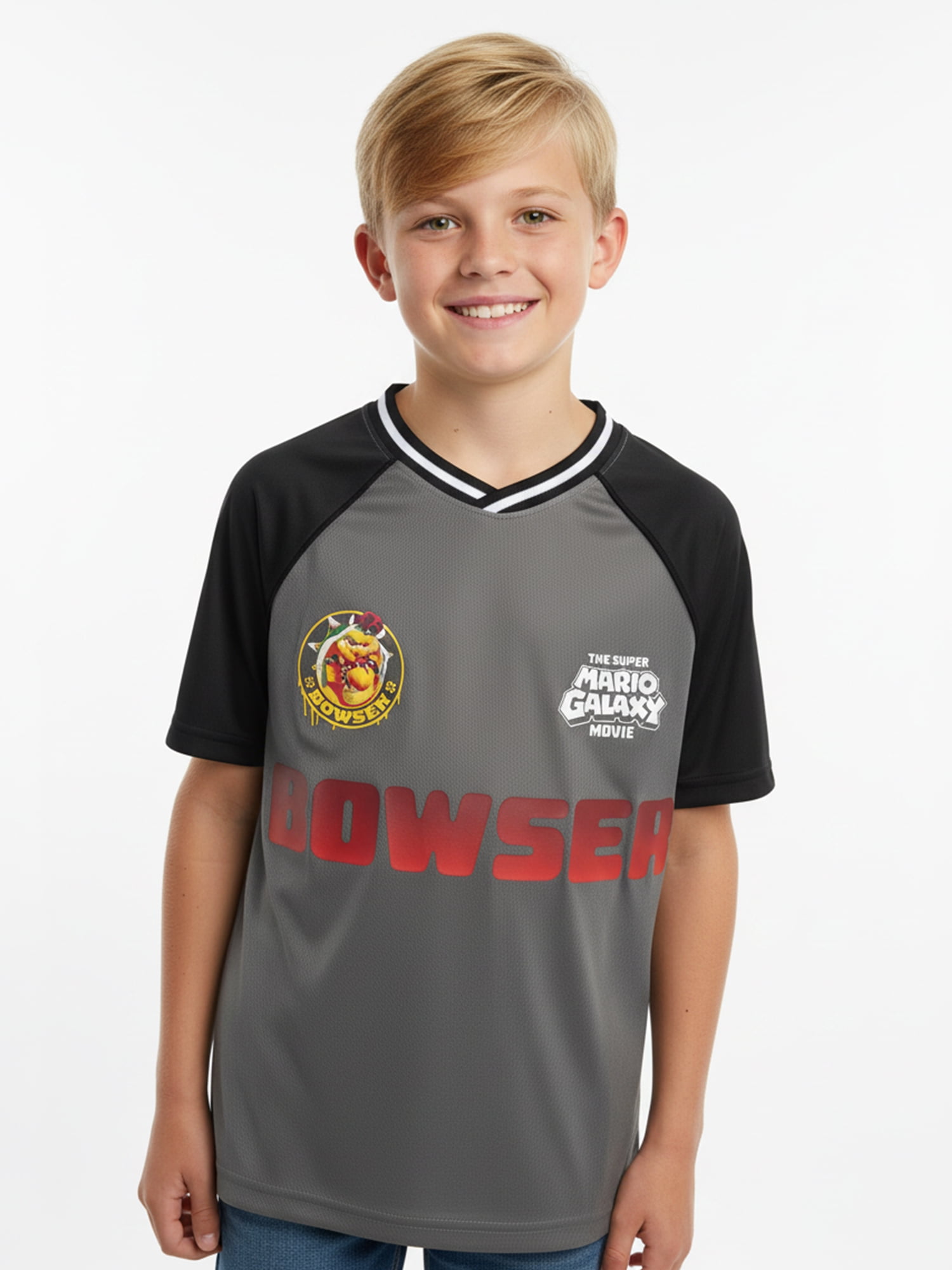 Super Mario Galaxy Movie Boys Bowser Graphic Soccer Jersey, Sizes 4-18