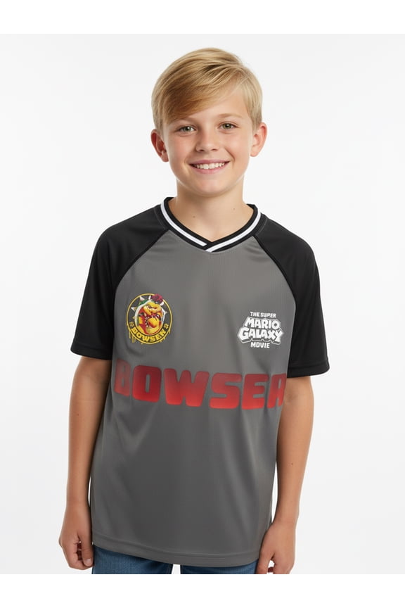 Super Mario Galaxy Movie Boys Bowser Graphic Soccer Jersey, Sizes 4-18