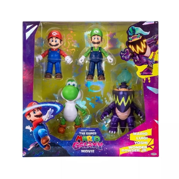 Super Mario Galaxy Movie Mairo, Luigi, Yoshi & Wonder Bowser Jr. Action Figure