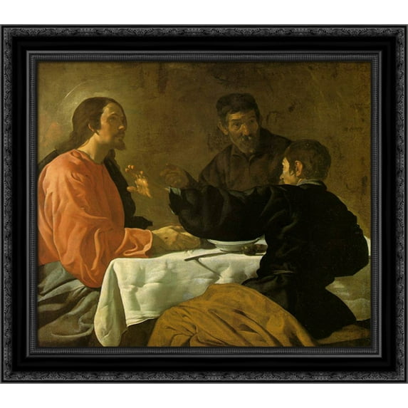 The Supper at Emmaus 21x20 Black Ornate Wood Framed Canvas Art by Velazquez, Diego Rodriguez de Silva