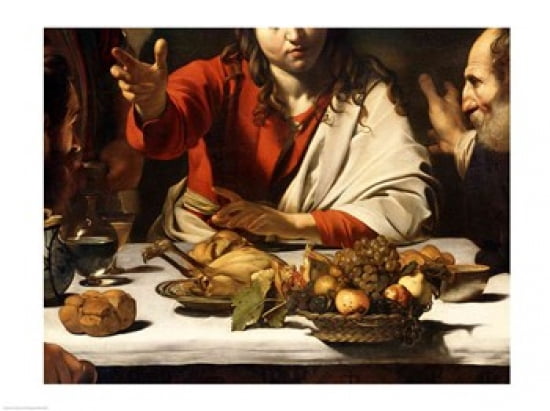 The Supper at Emmaus Detail 1601 Canvas Art - Caravaggio (24 x 18)