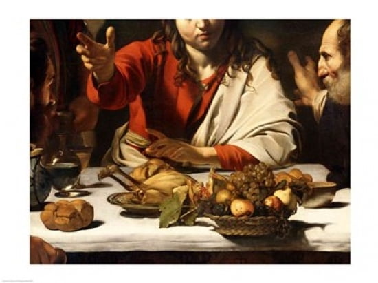 The Supper at Emmaus Detail 1601 Canvas Art - Caravaggio (36 x 24)