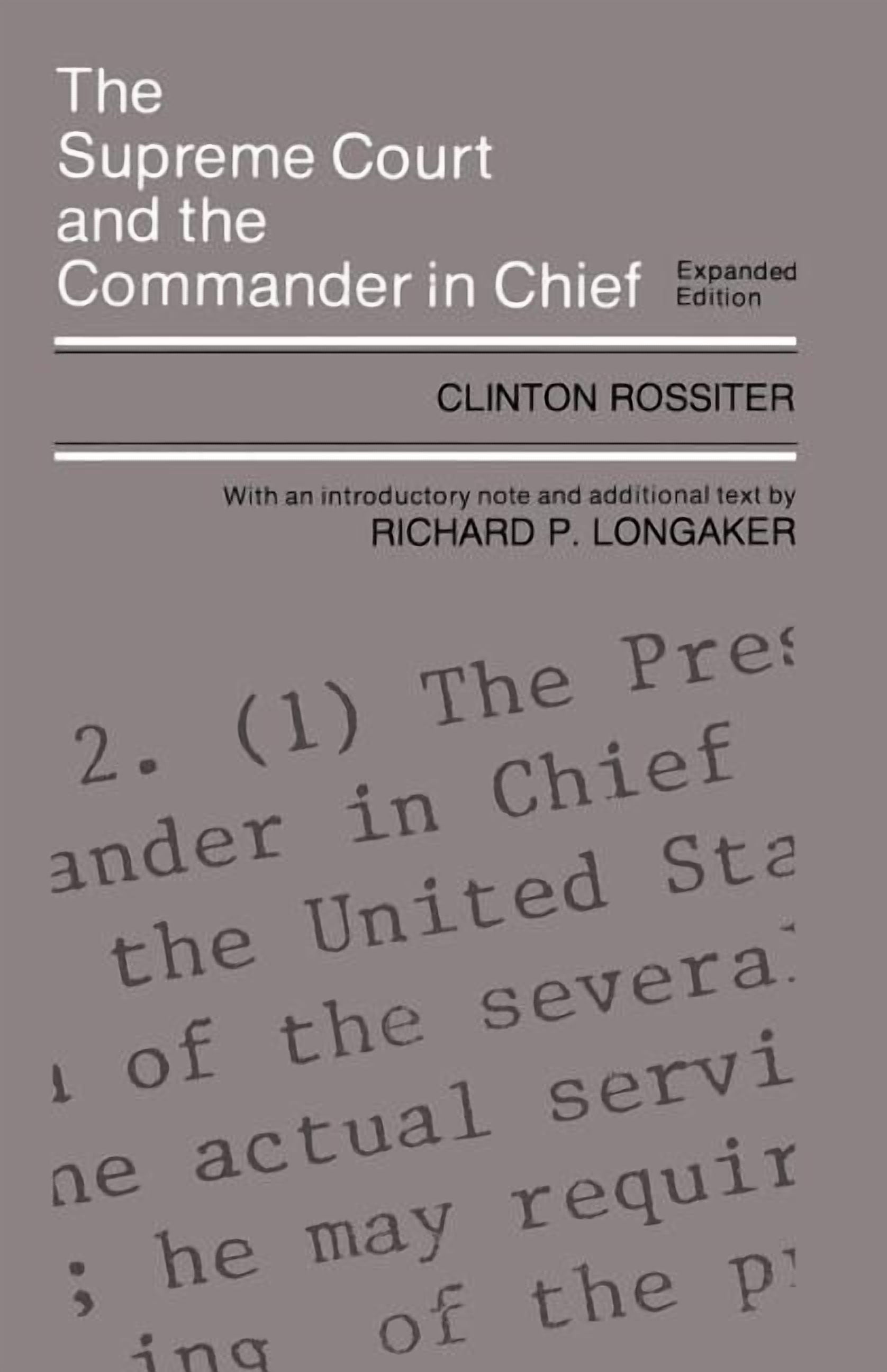 The Supreme Court and the Commander in Chief, (Paperback)
