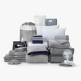 thumbnail image 1 of The Supreme Dorm Essentials Value Pack in Washed Blue & Gray, 34-Piece College Dorm Bedding Twin XL Bedding Set, Bonus Mattress Topper, Pillows, Storage, 100% Cotton Towel Sets and More by Dawn, 1 of 8