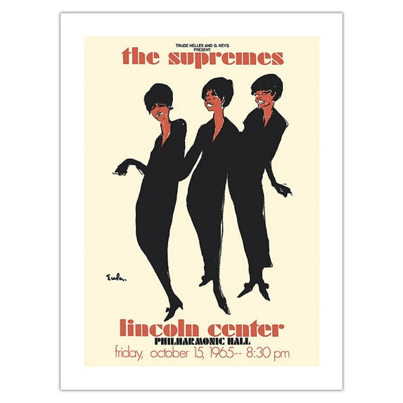 The Supremes - 1965 Lincoln Center Philharmonic Hall Concert - Vintage Music Poster by Joe Eula c.1965 - Bamboo Fine Art 290gsm Paper Print (Unframed) 24x32in