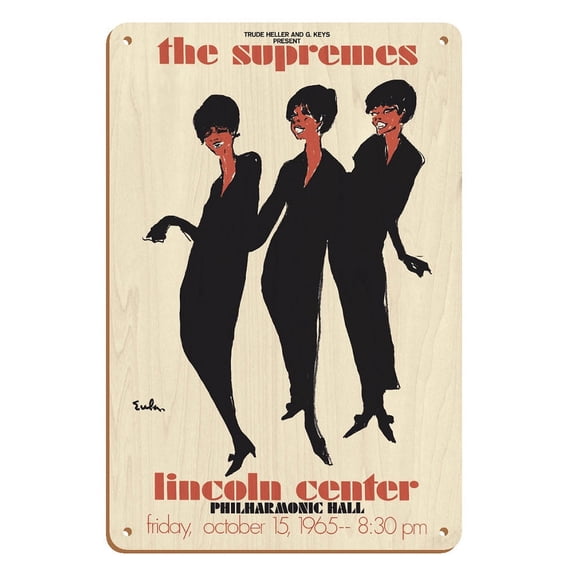 The Supremes - 1965 Lincoln Center Philharmonic Hall Concert - Vintage Music Poster by Joe Eula c.1965 - 8 x 12 inch Vintage Wood Art Sign