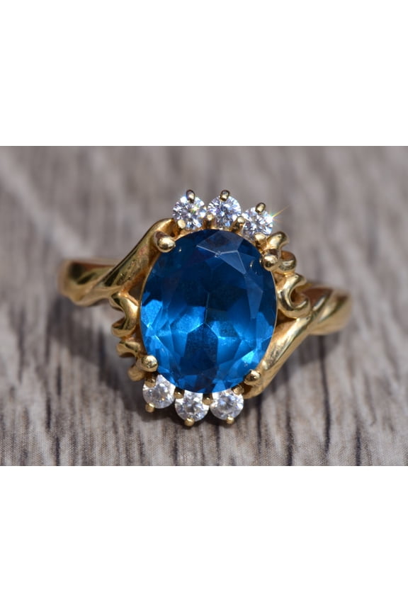The Surfside Boulevard: Blue Topaz and Cubic Zirconia Ring