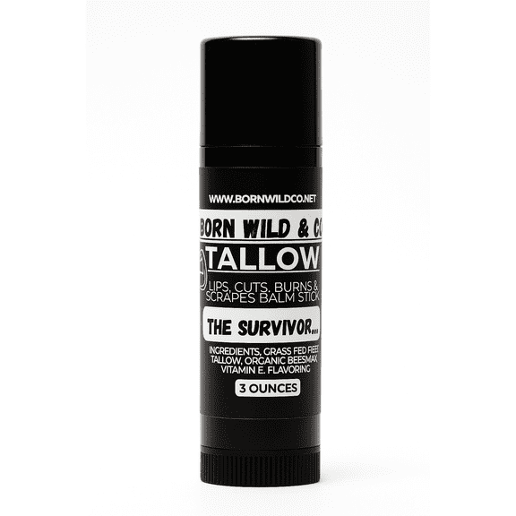 The Survivor: Tallow Balm Stick- for lips, cuts, chapped skin, blisters or burns-