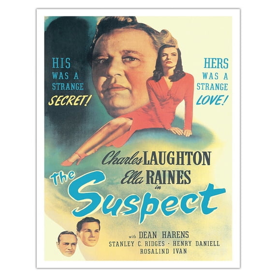 The Suspect - Starring Charles Laughton Ella Raines - Vintage Film Noir Movie Poster c.1945 - Fine Art Matte Paper Print (Unframed) 11x14in