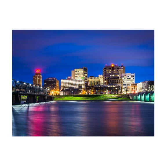 The Susquehanna River & The Harrisburg Skyline - Harrisburg Pennsylvania Photography Unframed Wall Art Print 30 x 40 inches