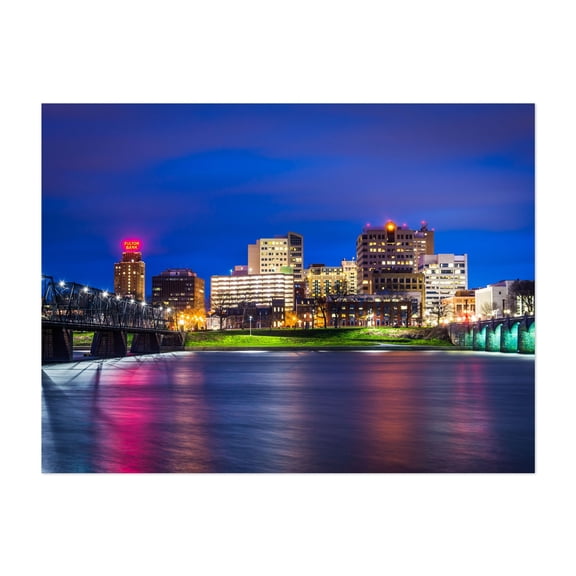 The Susquehanna River & The Harrisburg Skyline - Harrisburg Pennsylvania Photography Unframed Wall Art Print 5 x 7 inches