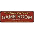 thumbnail image 1 of The Swanson Family Gift Red Game Room Metal 6x18 Sign 206180038696, 1 of 1