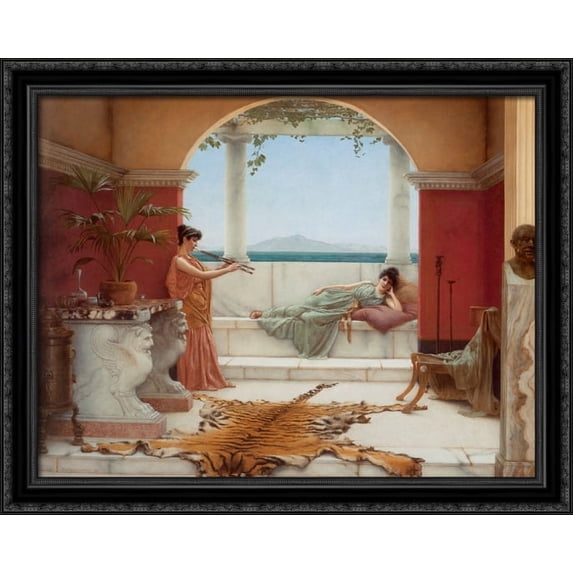 'The Sweet Siesta of a Summer Day' 34x28 Large Black Ornate Wood Framed Canvas Art by John William Godward
