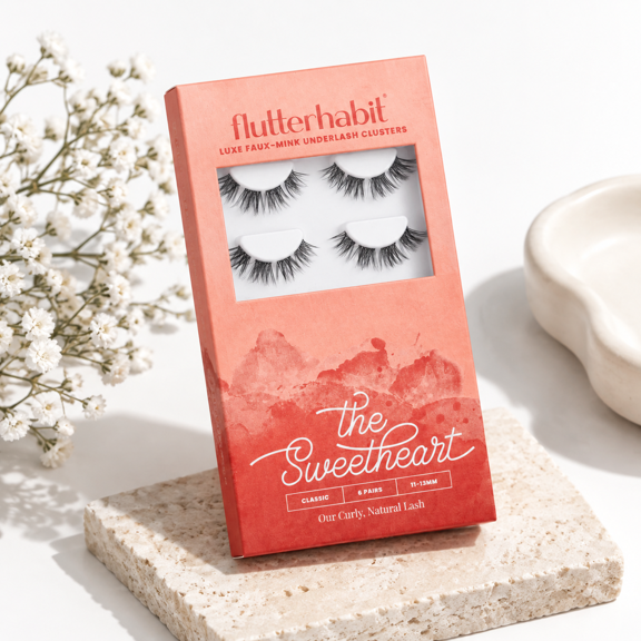 The Sweetheart Preptech Classic 6 Pair Underlash Extensions 11-13mm Curl Lash Clusters Under Eyelashes Home Application Medium Vo