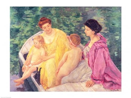 The Swim or Two Mothers and Their Children on a Boat 1910 Canvas Art - Mary Cassatt (24 x 18)