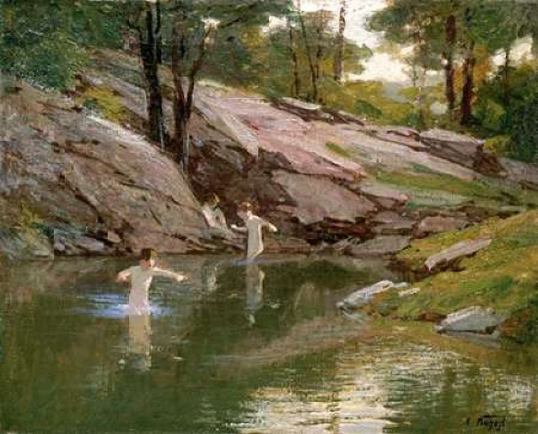 The Swimming Hole Canvas Art - Edward Henry Potthast (20 x 24)