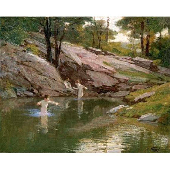 The Swimming Hole Canvas Art - Edward Henry Potthast (20 x 24)