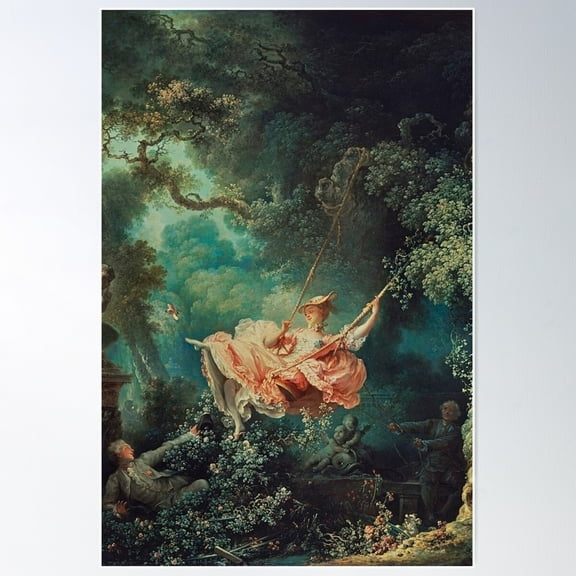The Swing By Jean-Honoré Fragonard Poster Wall Art, Modern Wall Decor For Living Room Bedroom, 8x12 UNFRAMED
