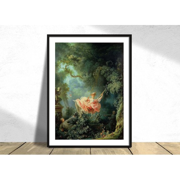 The Swing Jean Honore Fragonard French Rococo Vintage Art Reproduction Retro Decor, Unframed Paper Poster 8x10in