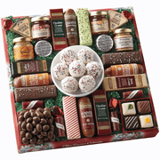 The Swiss Colony 27 Favorites Food Gift Box - Assorted Cheeses, Chocolates, Candies, Petits Fours, and Summer Sausage Meats - Holiday Red Box