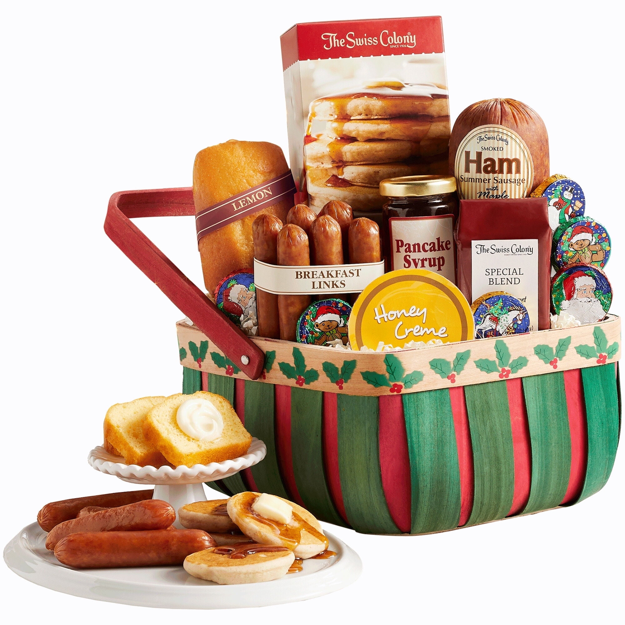 The Swiss Colony Holly Breakfast Basket Pancake Mix, Sausage & Coffee