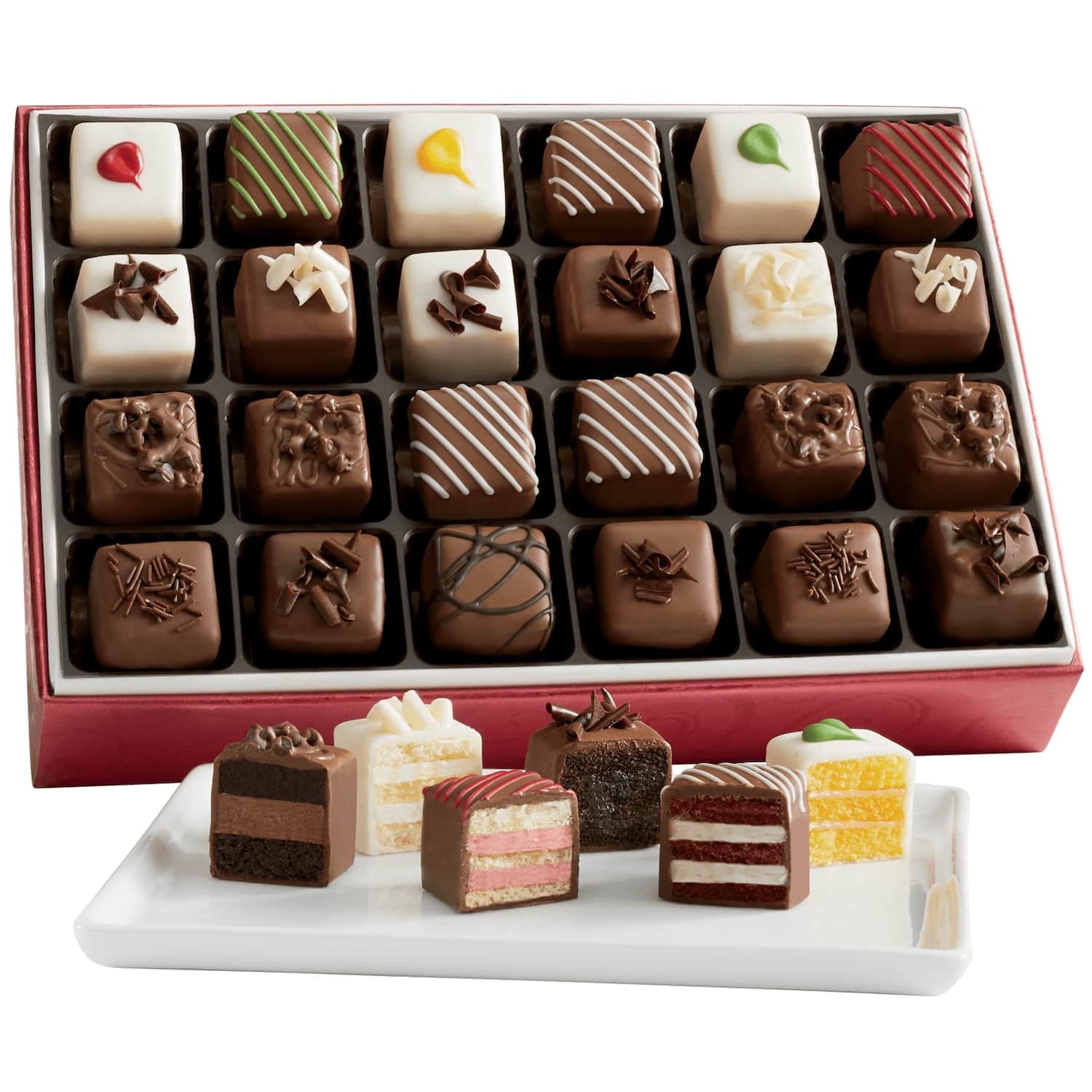 The Swiss Colony Petits Fours - Assorted Traditional, Brownie, Chocolate Lover's, and Liqueur Petits Fours Gourmet Mini Layer Cakes