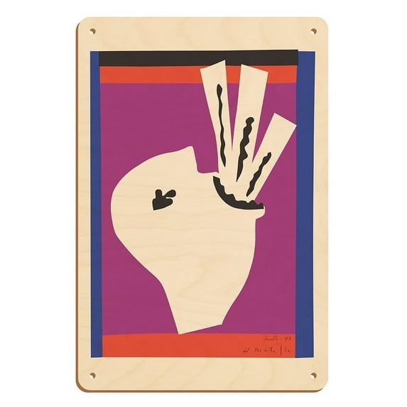 The Sword Swallower - Design Plate XIIIi for Jazz Book - From an Original Cut-Out Artwork by Henri Matisse c.1946 - 8 x 12 inch Vintage Wood Art Sign