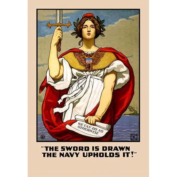The Sword in Drawn, The Navy Upholds It!- Fine Art Canvas Print (20" x 30")