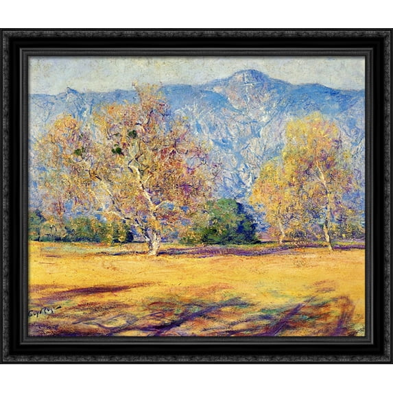 The Sycamores, Pasadena 32x28 Large Black Ornate Wood Framed Canvas Art by Guy Rose