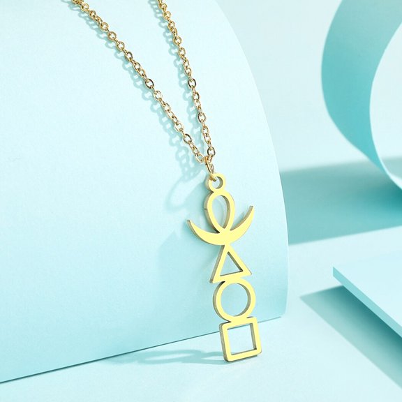 The Symbol of Four Elements Fire Air Water Gold Necklace Positive Energy Charm Jewelry