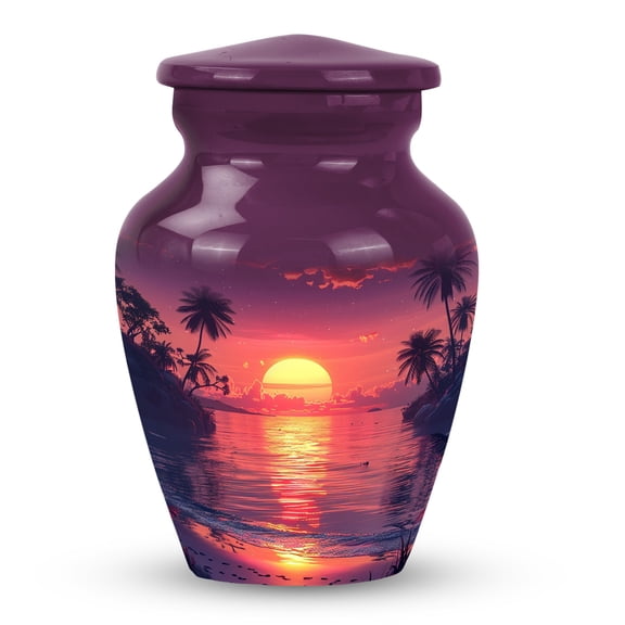 The Symphony of Sunsets on the Lush Shore, Cremation Keepsake Urns, Mini Keepsake Funeral Urn, Keepsake Urn, Memorial Small Urns For Human Ashes 3''