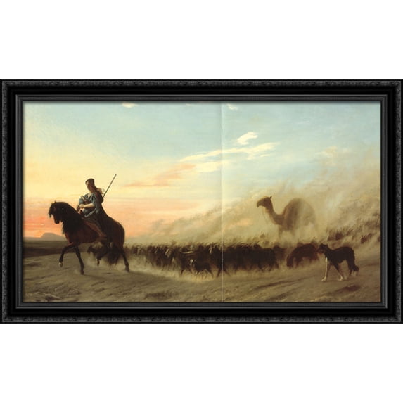 The Syrian Shepherd 40x24 Large Black Ornate Wood Framed Canvas Art by Jean-Leon Gerome