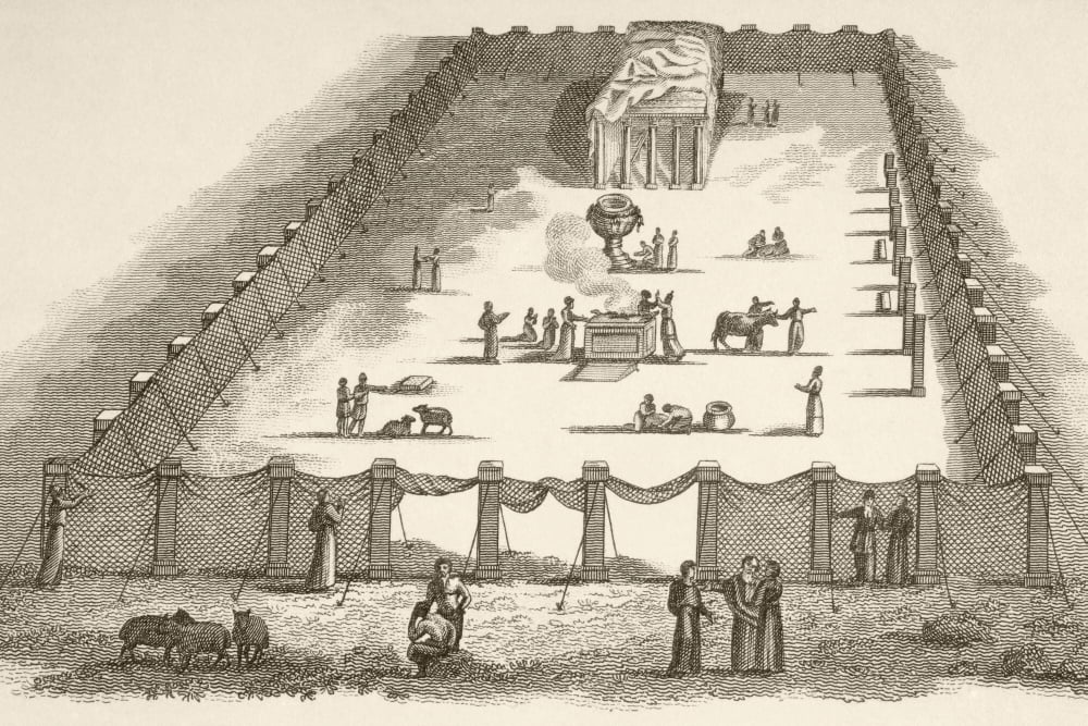 The Tabernacle In The Wilderness Including The Court Of The Tabernacle From A 19Th Century Illustration Canvas Art - Ken Welsh Design Pics (34 x 22)