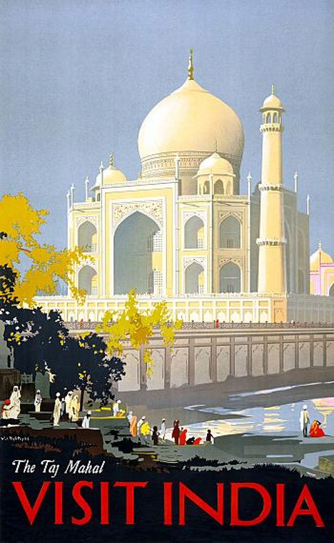 The Taj Mahal Visit India Travel Canvas Art - (18 x 24)
