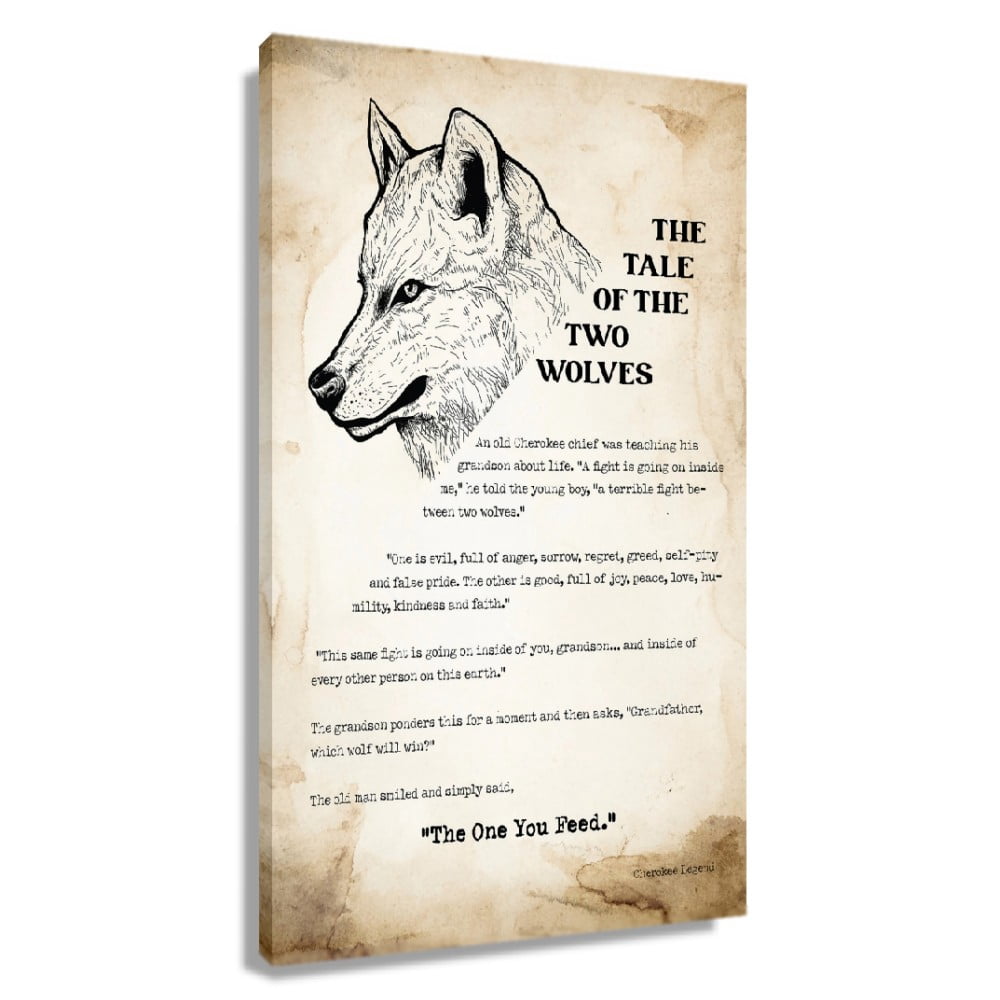 Tale Of Two Wolves The Tale of The Two Wolves Poem 12x18 in Framed Wall Art, Inspirational ...