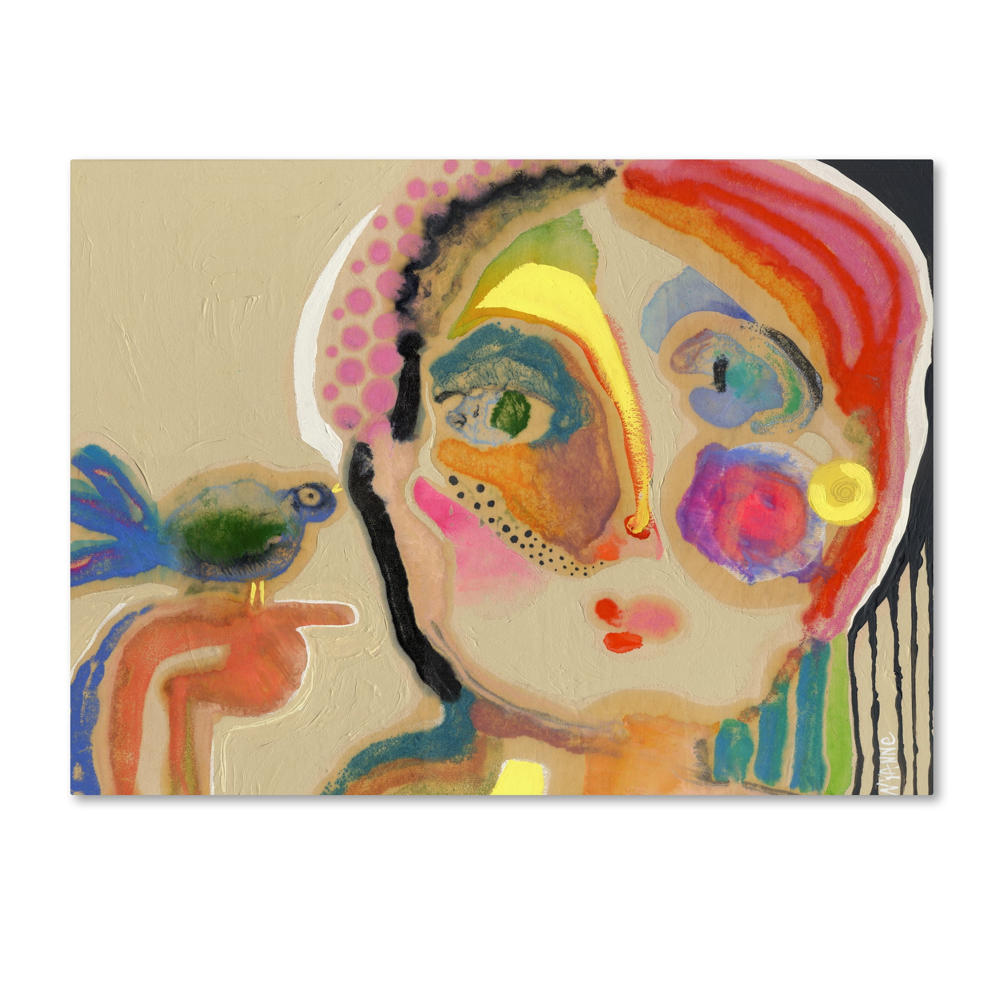 Wyanne Abstract Canvas Art with Bird, 14" x 19"