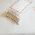 thumbnail image 1 of The Tangerine Store 3-Piece Ash Tree Cotton Sateen Duvet Cover Set 88x90 inches - Queen Size, White With Coral Pink Embroidered Edge - Zip Closure, 4 Corner Ties, Pre-Washed Fabric, 1 of 3