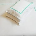 thumbnail image 1 of The Tangerine Store 3-Piece Ash Tree Linen Cotton Mix Duvet Cover Set 78x88 inches - Full Size, White With Turquoise Blue Embroidered Edge - Zip Closure, 4 Corner Ties, Pre-Washed Fabric, 1 of 3
